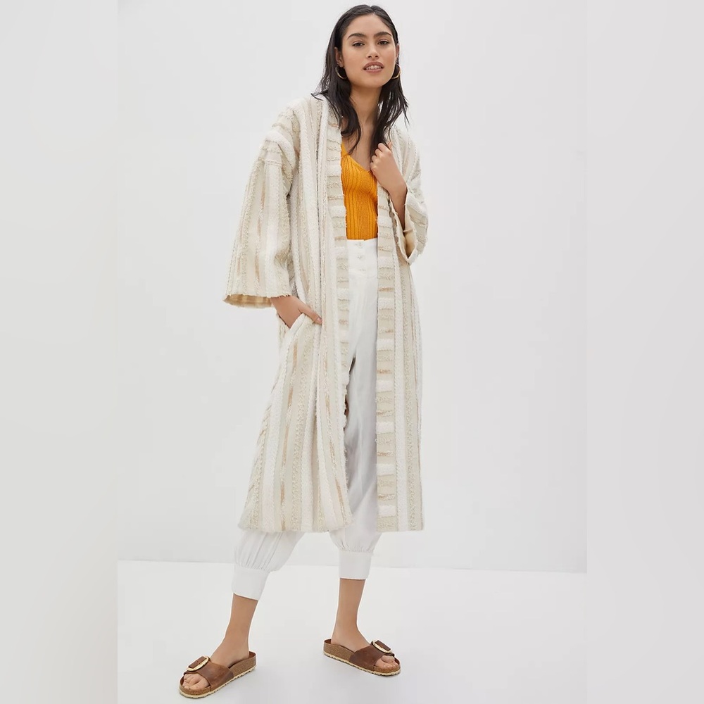 Anthropologie Ollari Renee Chevron Duster Sweater Cream Medium (Sold Out online)
